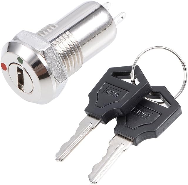 sourcingmap 11.5mm 2 Positions NO NC Electric Key Lock Push Button Switch S1203