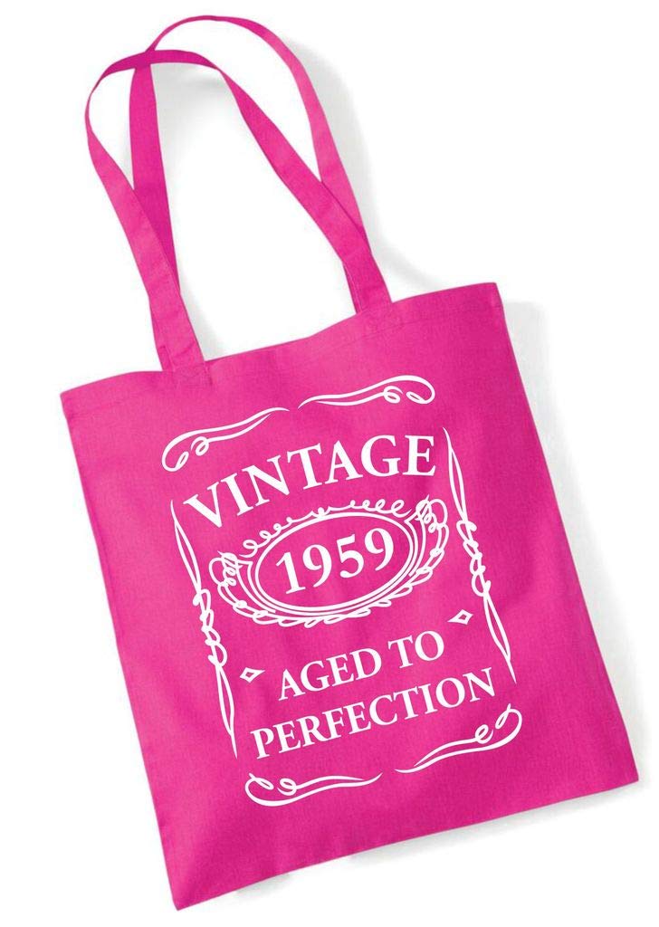 Fun Birthday Gift Present Tote Shopping Cotton Bag Vintage Aged To Perfection Year 1959