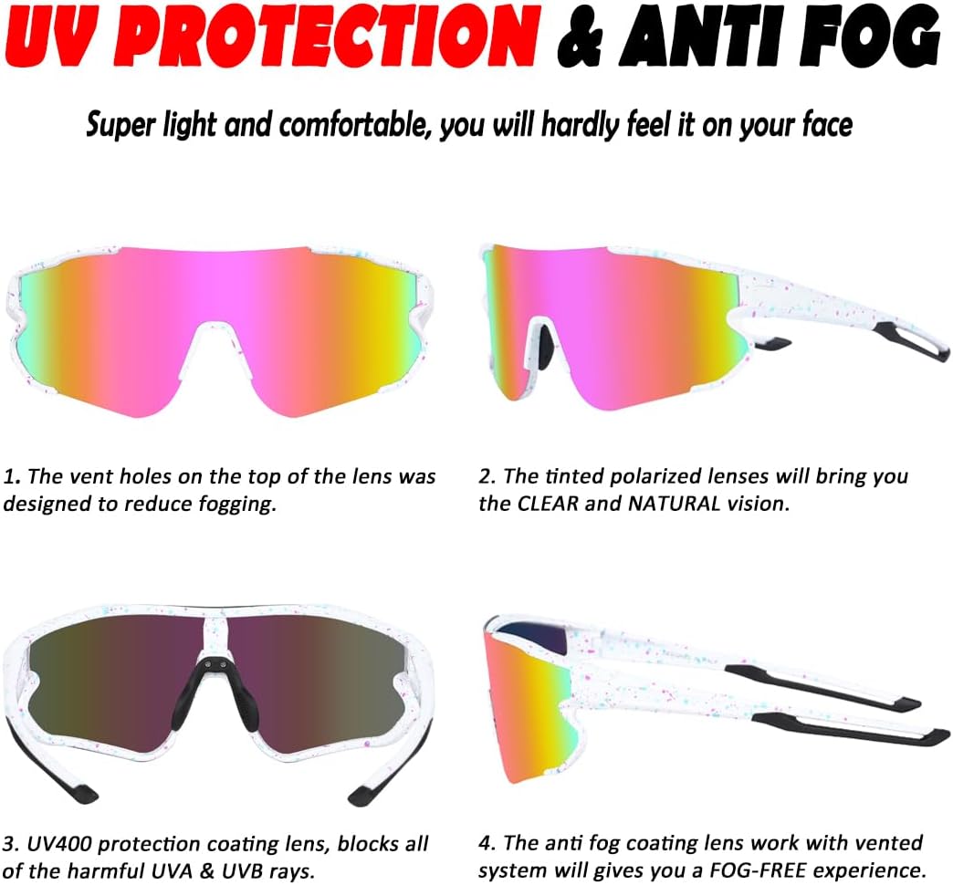 ITSCOOL Polarized Sports Sunglasses for Men Women Lightweight Softball Baseball Running Cycling Glasses UV Protection - Image 3