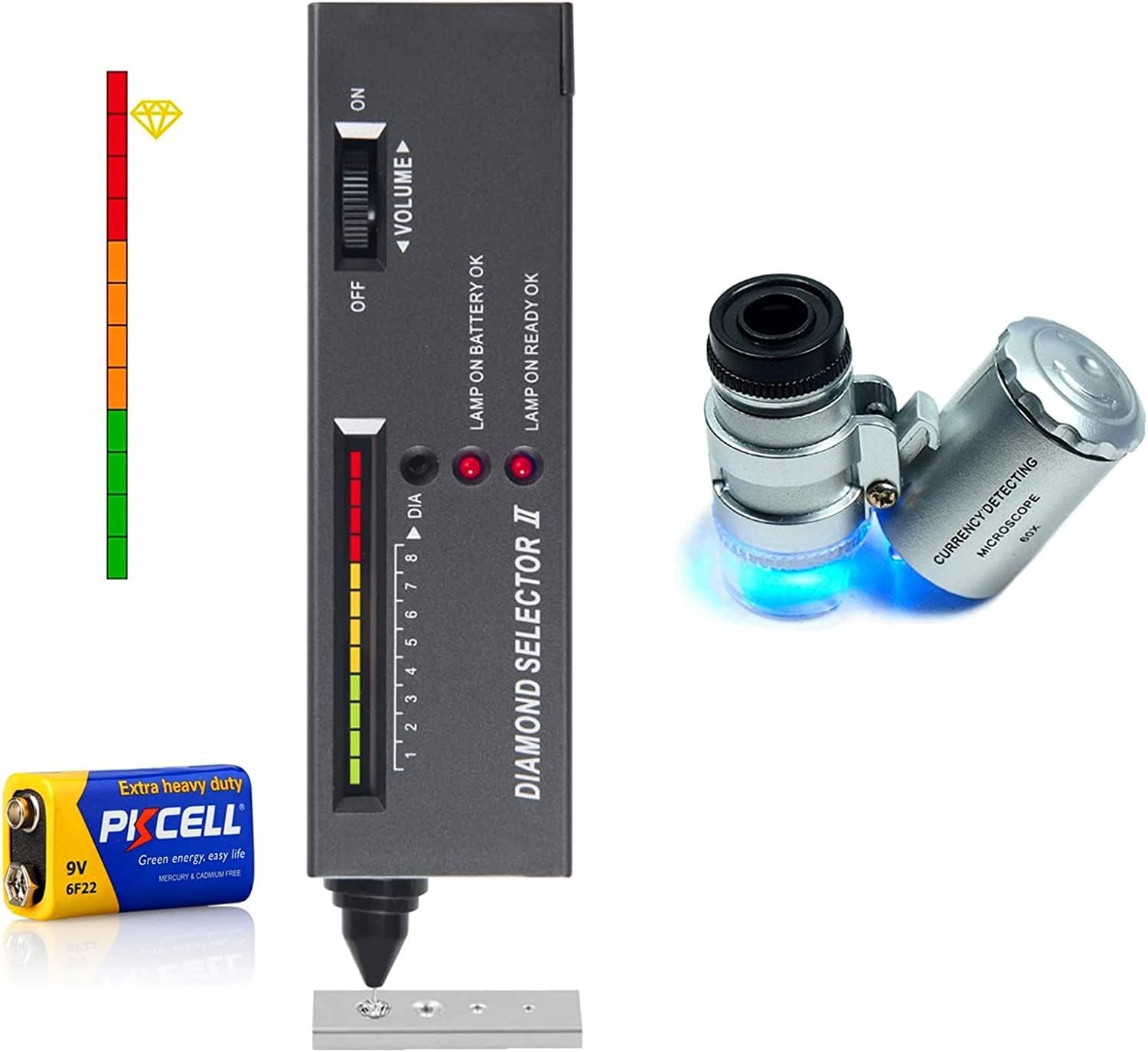 OceanLive Diamond Tester Pen With 60X Mini LED Magnifying Diamond Selector | Diamond Tester Professional 9V Battery Included | High Accuracy Diamond Tester Tool | Diamond Tester Machine (Black) (B0D41LHRXX) Amazon Price History, Amazon Price Tracker