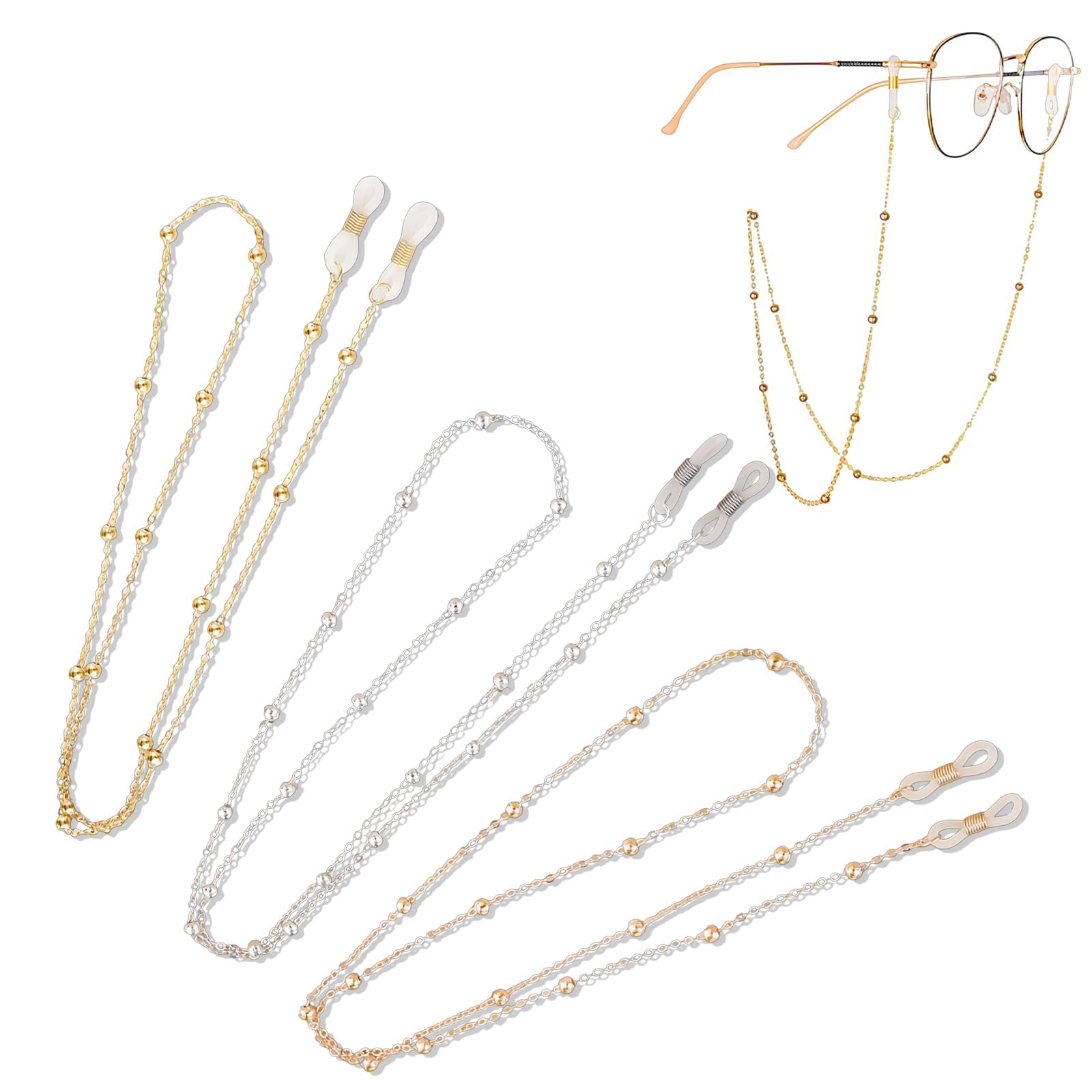Eyeglass Chains for Women, New Chain Adjust on Sunglasses, Premium Beaded Eyeglass Necklace Chain Cord Eye Glasses String Holder Specs Mask Chains