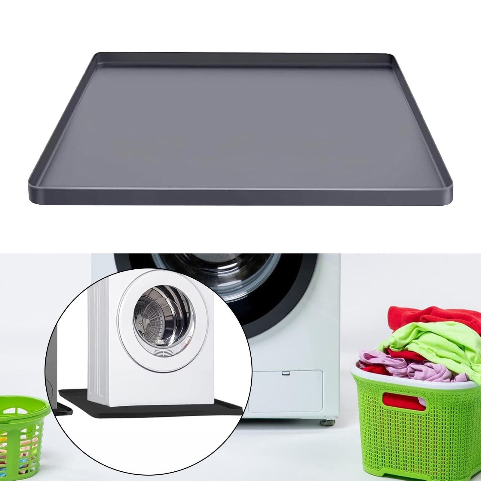 Tappetino protettivo per mini frigo, vaschetta raccogligocce multifunzionale in silicone sotto il frigorifero per asciugatrici, animali domestici, Grigio 68.5x68.5x2cm