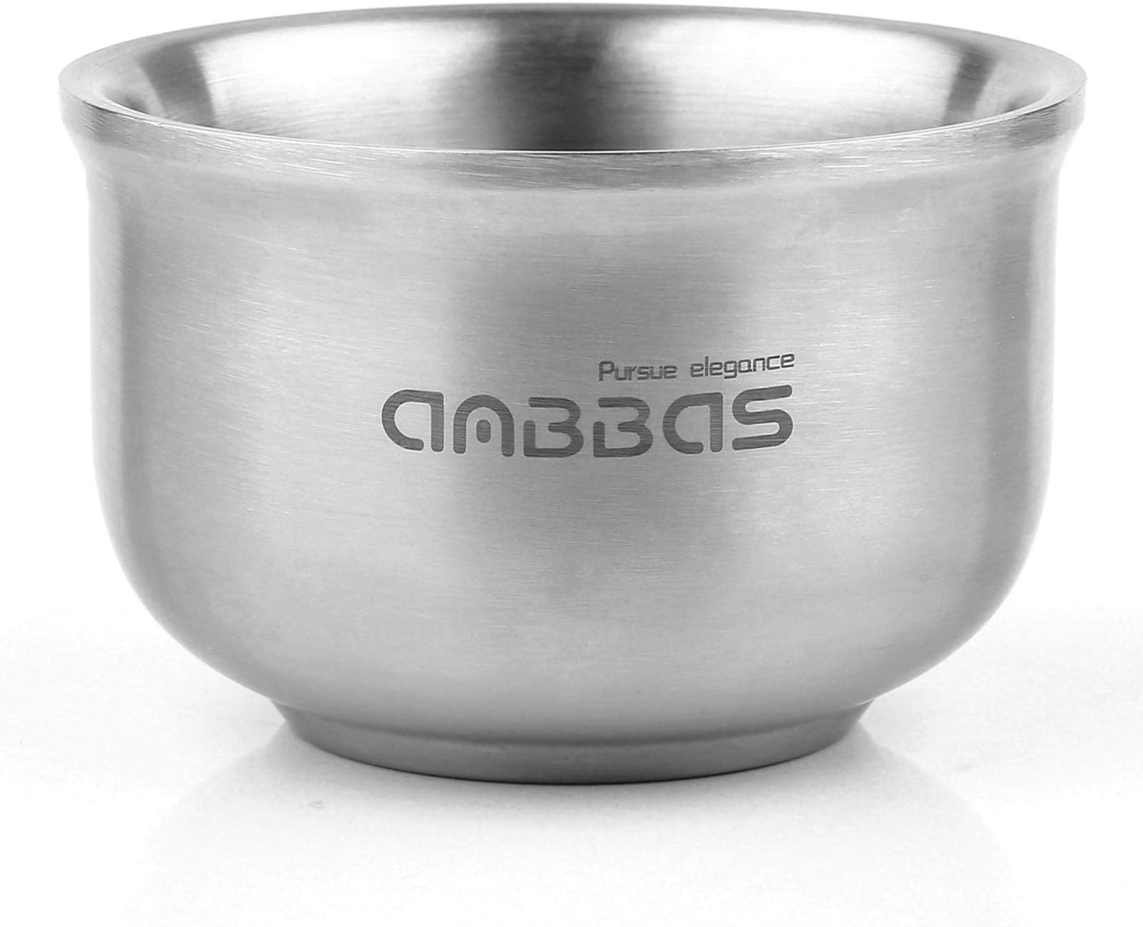 Anbbas4.1inches Lathering Foam Shaving Bowl 3-Layer Heat Preservation Food-Grade 304 Stainless Steel Shaving Soap Cream Mug Cup for Brush Men Close Shave