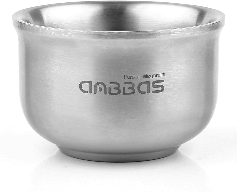 Anbbas Tigela para Sabonete de Barbear em Aço Inoxidável 304, 3 Camadas, 300 mL