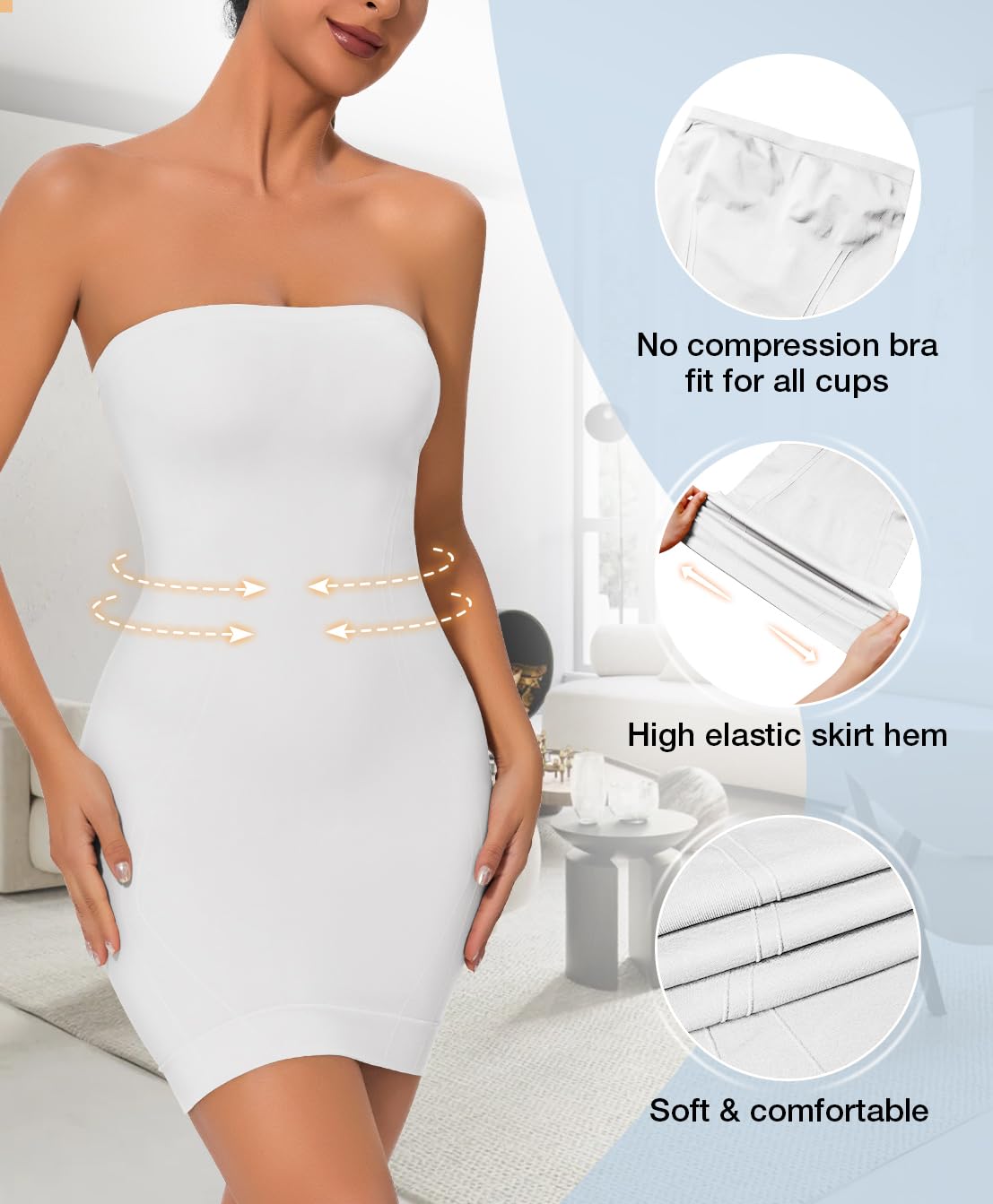 Vêtement galbant sans bretelles pour femme - Robe gainante pour femme