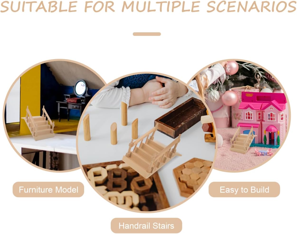 Angoily Miniature Dollhouse Staircase Desktop Ornament Simply Staircase Handrail Outside Hand Railings