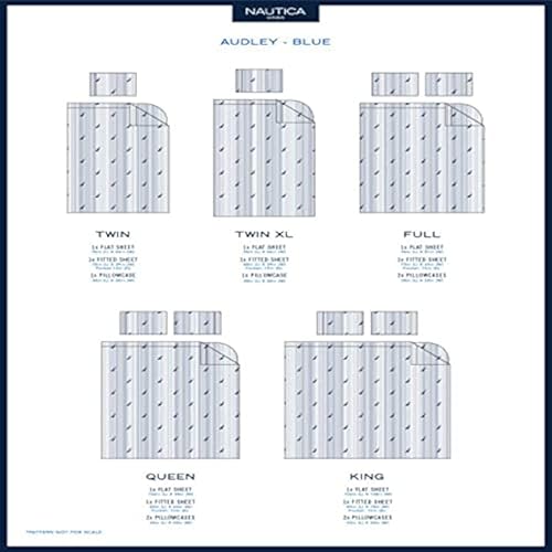Miniatura 6 de Nautica - Colección de percal - Juego de sábanas - 100 algodón crujiente y fresco ligero y absorbente de la humedad completo Audley