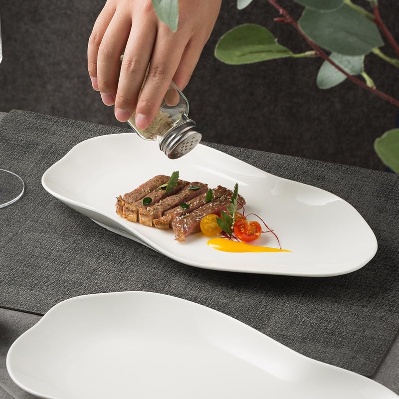Assiettes Service de Table Assiette blanche de style japonais Vaisselle en céramique créative for la maison occidentale commerciale(L)