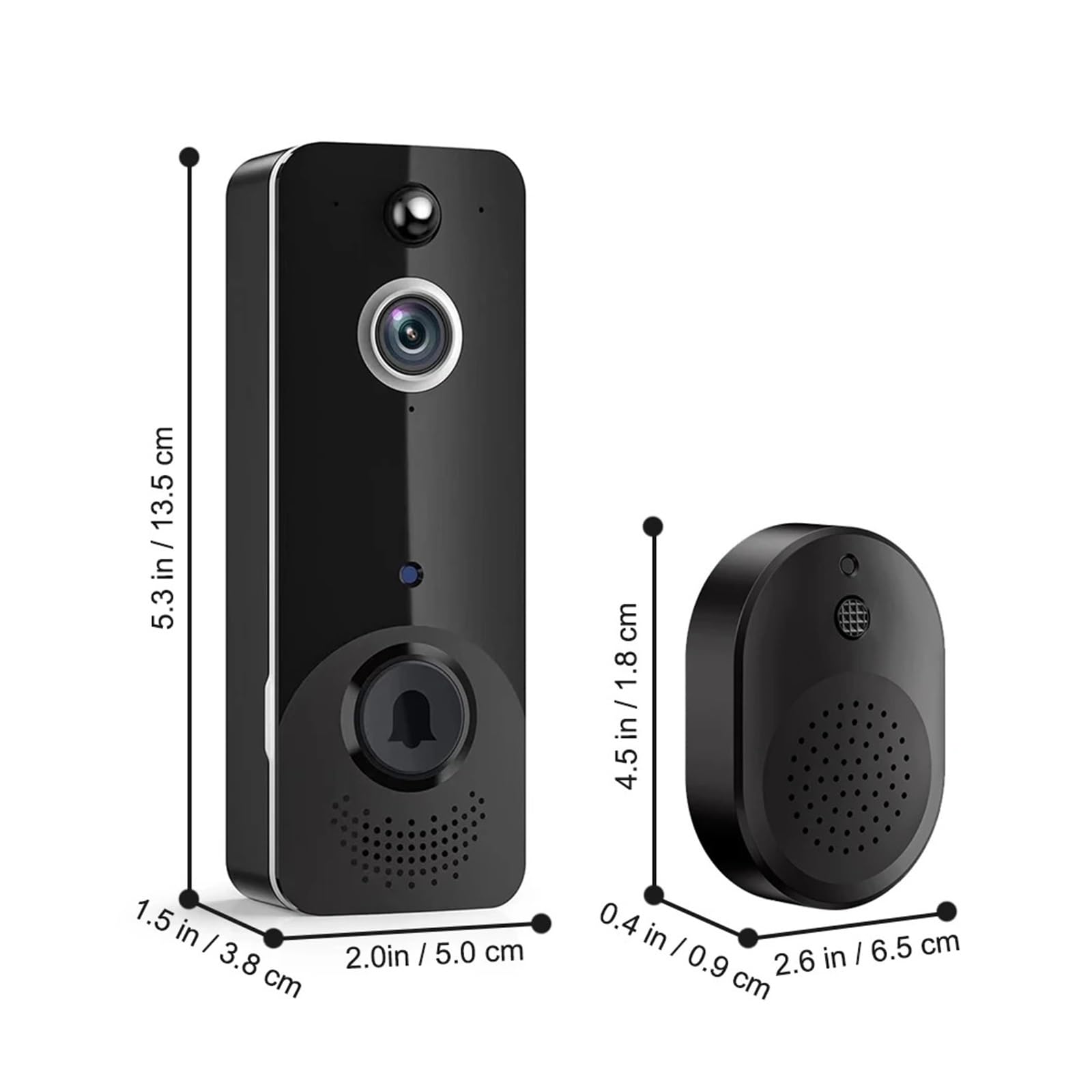 ThikK Videocitofono WiFi Campanello for videocamera CMOS wireless Supporto for campanello Audio a 2 vie Rilevamento del movimento Visione notturna a infrarossi in tempo reale