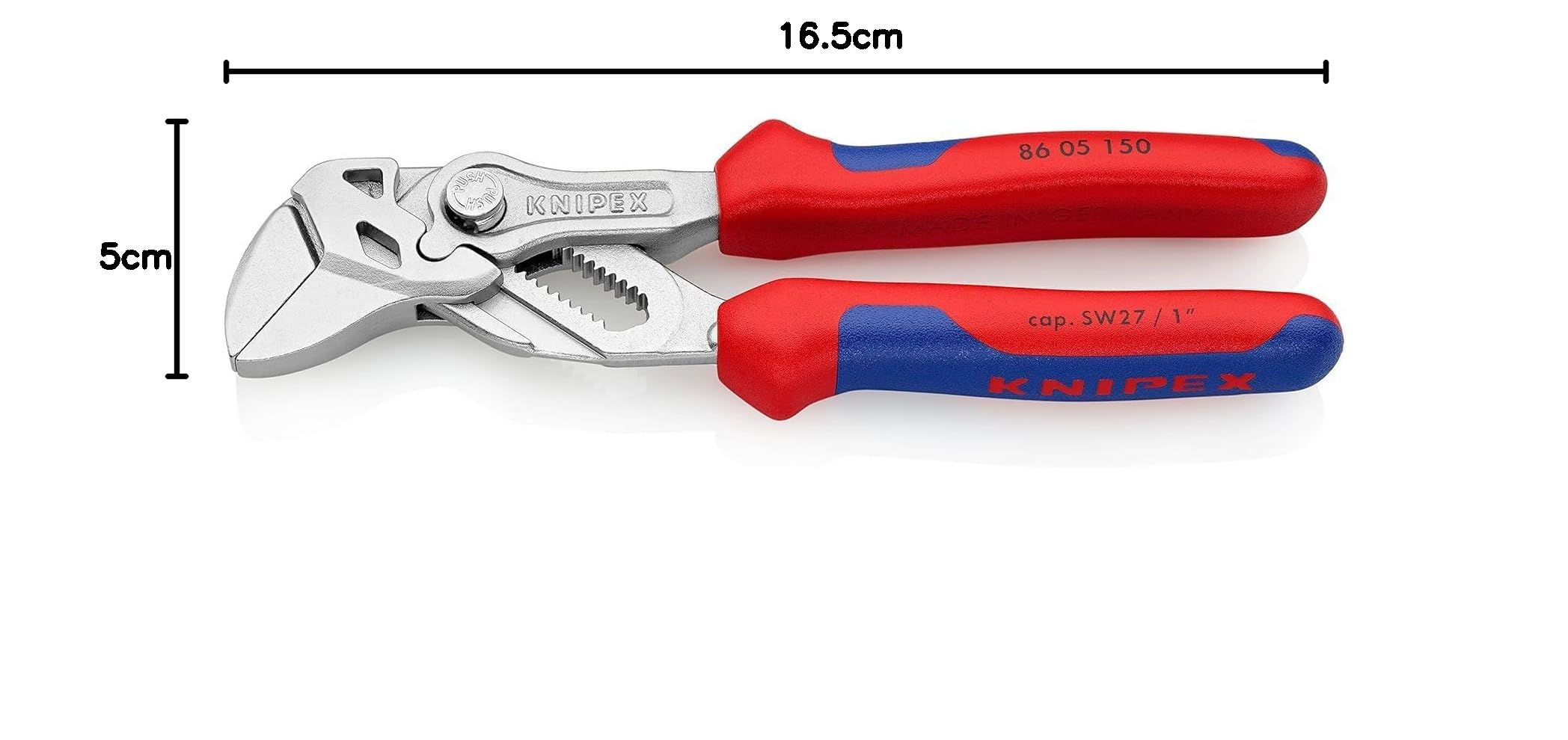 KNIPEX Pinza chiave pinza e chiave in un unico utensile cromata con impugnature multicomponente 150 mm, 86 05 150
