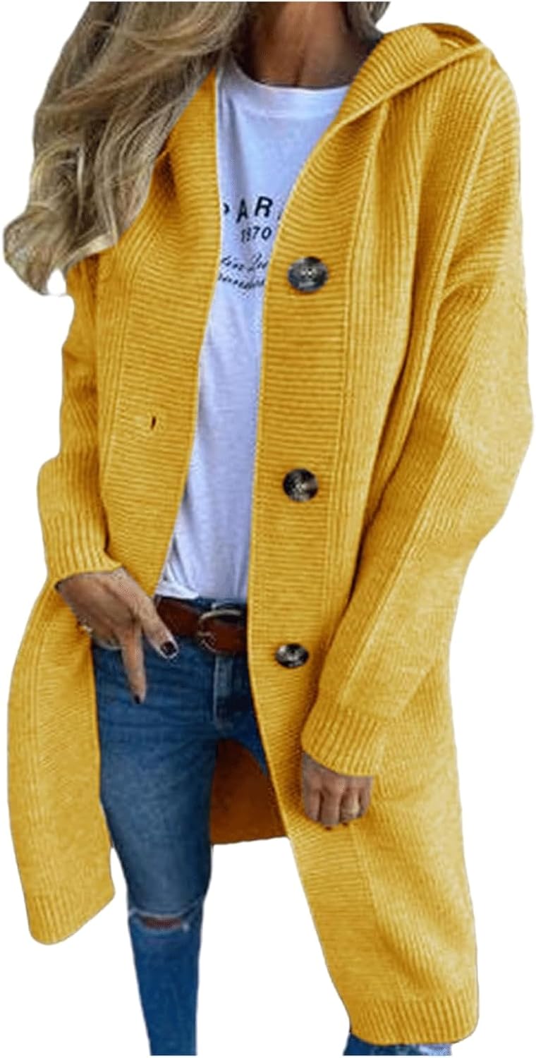 レディース ロング カーディガン ジャケット 秋冬 ボタンアップ オープン フロント セーター オーバーサイズ ニット アウター コ