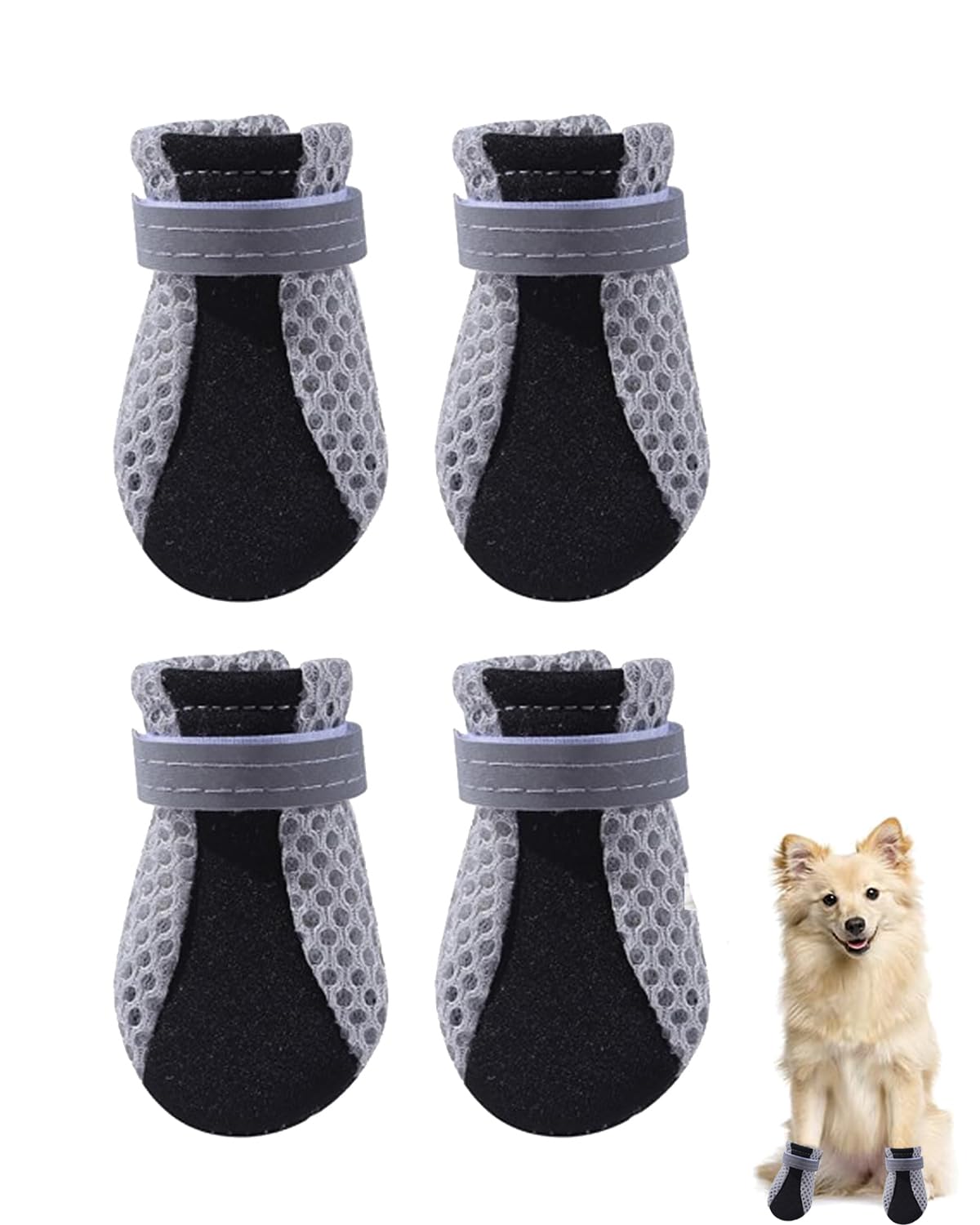 4 PCS Dog Shoes, Shoes for Dogs, Dogs Shoes, Dog Boots Paw Protector - Summer Hot Pavement Adjustable & Washable Non-Slip Dog Shoes with Reflective Strip for Injured Paws for Small Dogs (4.8 * 5.9cm) (B0D8T4KMHS) Amazon Price History, Amazon Price Tracker