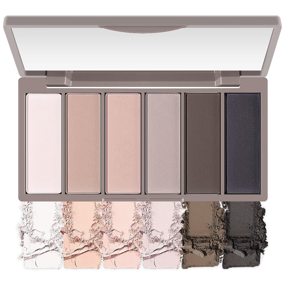 BINGBRUSH 6 Colors High Pigment Eyeshadow Palette, Mini Matte Natural Eye Shadow, Waterproof Long-Lasting, Natural Daily & Travel Makeup, Vegan Cruelty-Free,01 01-Natural