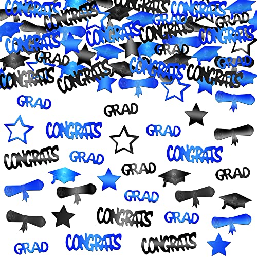 Image of Graduation Decorations 2026 | Blue and Black Congrats Grad Confetti 2026 - Pack of 1300 | Graduation Confetti 2026 | 2026 Graduation Table Decorations, Graduation Confetti Class of 2026, KatchOn