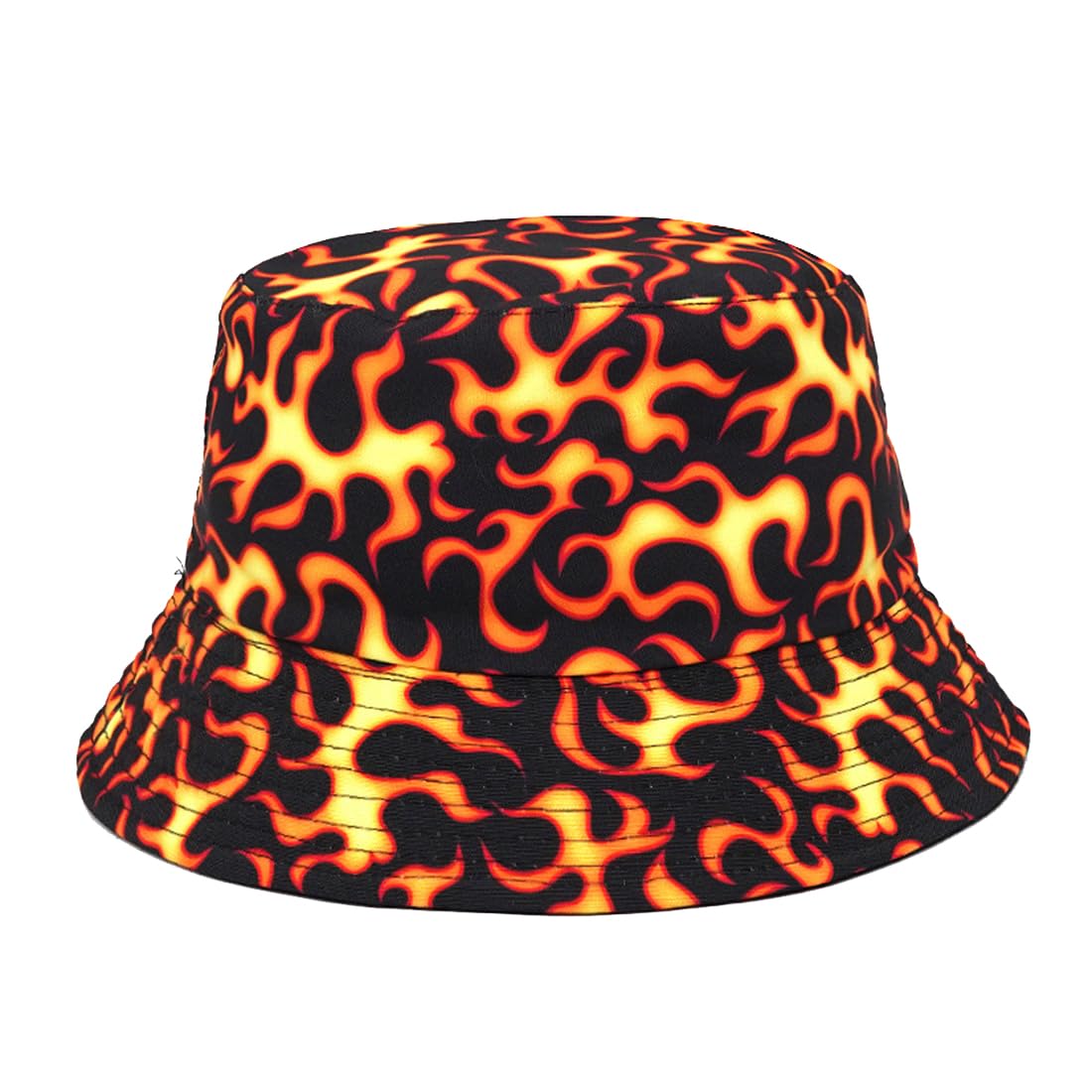 Mrotrida Fire Bucket Hats for Women Outdoor Fashion Fire Patterned Fisherman Hat Blaze Print Hats