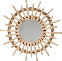 Vista 1 de DECHOUS Espejo de maquillaje de ratán, espejo de pared bohemio, espejo de pared rústico, espejo bohemio para colgar en la pared, espejos montados
