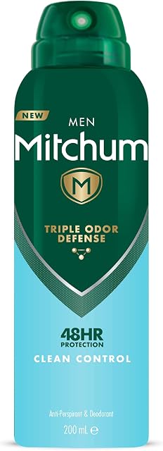 Mitchum Men Triple Odor Defense 48HR Protection Deodorant Spray & Antiperspirant (200ml) Clean Control, Dermatologist Tested