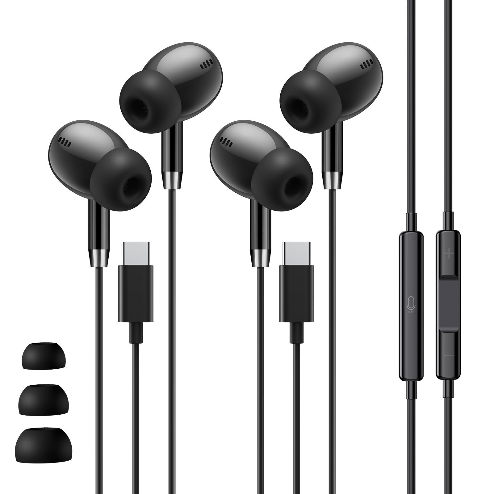 USB C Headphones for Samsung S26 Ultra S25 Wired Earbuds USB C USBC Headphones Clear Microphone Noise Cancelling