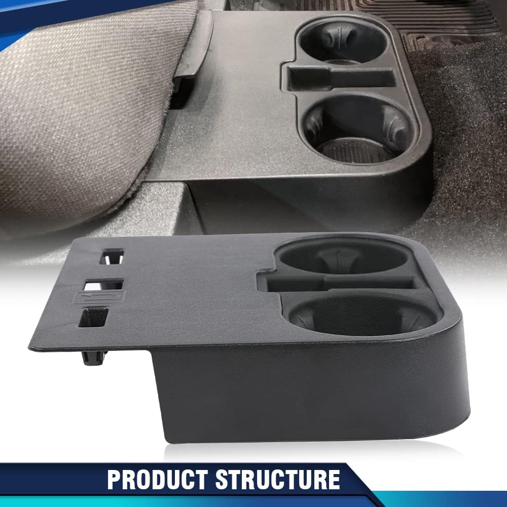 PIT66 Center Cup Holder Under Front Seat Bottom Center Cup Holder Compatible with 2015-2020 Ford F150/Fit 2017-2022 Ford F250 F350 F450 F550 Super Duty HC3C 1A096-MB，HC3Z2813562AB