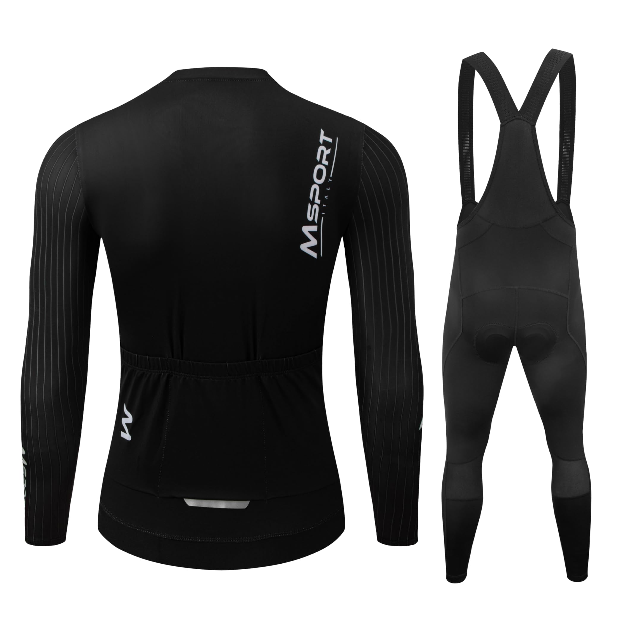 Conjunto de Ciclismo de Invierno – Maillot Térmico de Manga Larga + Culotte con Badana Acolchada de Gel Antishock