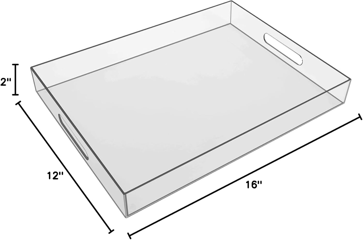 Sooyee Clear Acrylic Tray Decorative,16" x 12" Plastic Serving Trays for Coffee Table,Kitchen,Bathroom,Food,Vanity Countertop,Large Ottoman Tray with Handles - Image 8