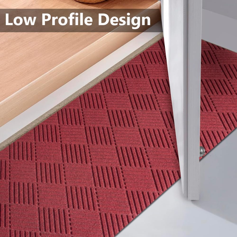 Goasis Lawn Heavy Duty Outdoor Mat, Red - Large (3FTX5FT), Washable, Anti-Slip Rubber, Durable Front Door Mat for Patio, Porch & Indoor Entrance