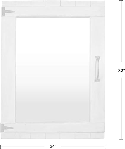 Miniatura 4 de FirsTime & Co. Espejo de pared para puerta de cabaña, 32 pulgadas de alto x 24 pulgadas de ancho, blanco rústico
