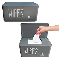 Vista 1 de Moorfowl Paquete de 2 dispensadores de toallitas para bebé, tamaño Upgarde (8.2 pulgadas de largo x 4.9 pulgadas de ancho x 3.9 pulgadas de alto)