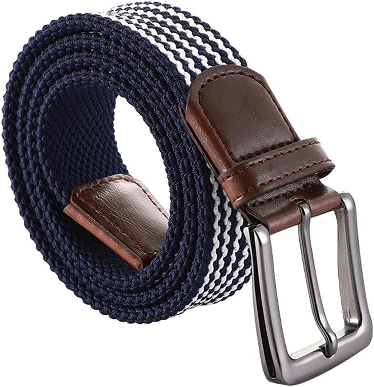 Men Women Elastic Braided Belt Stretch Woven Belt with Buckle