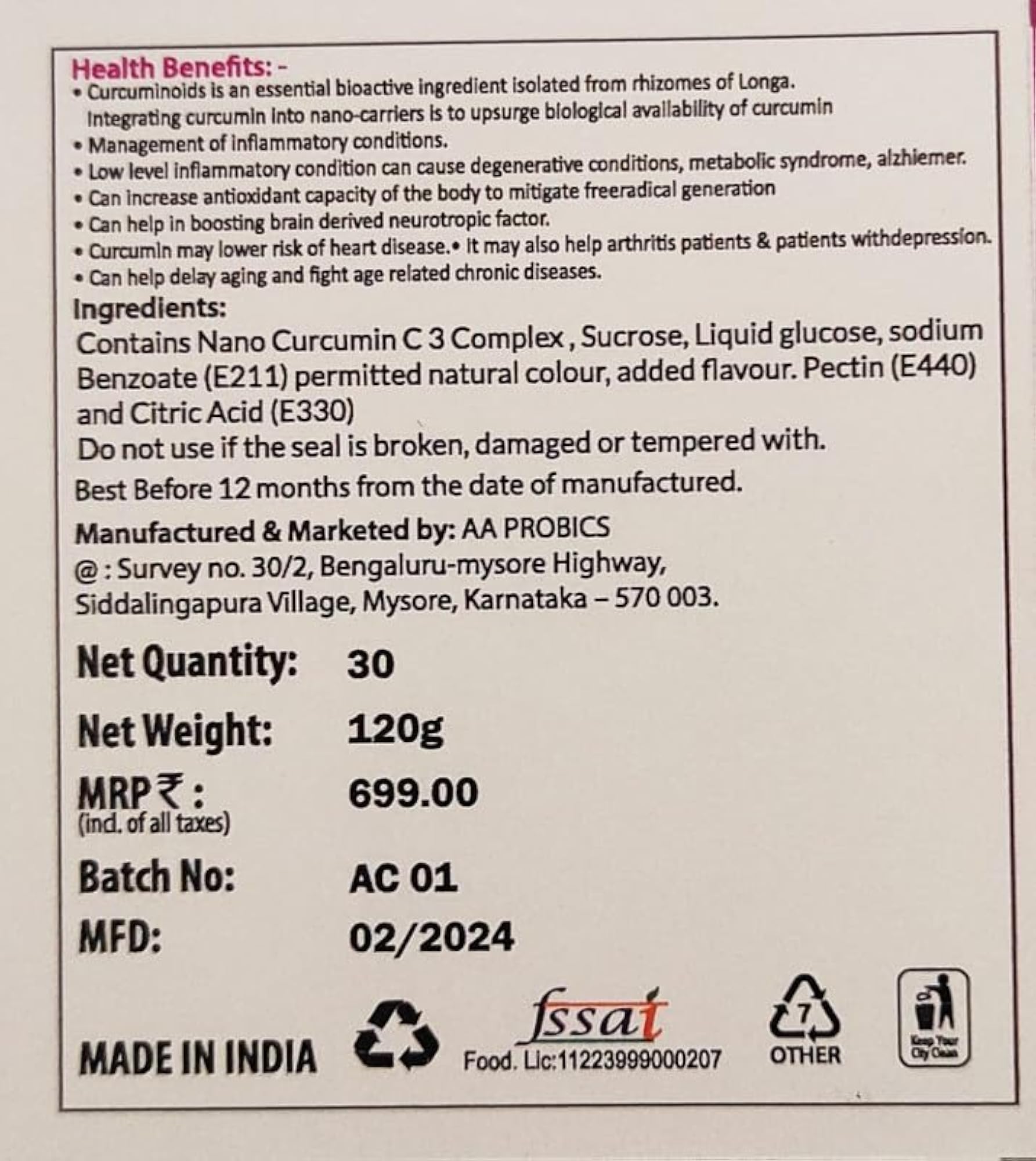 MeWise Curcumin Gummies, Mango Flavour Antioxidant Supplement