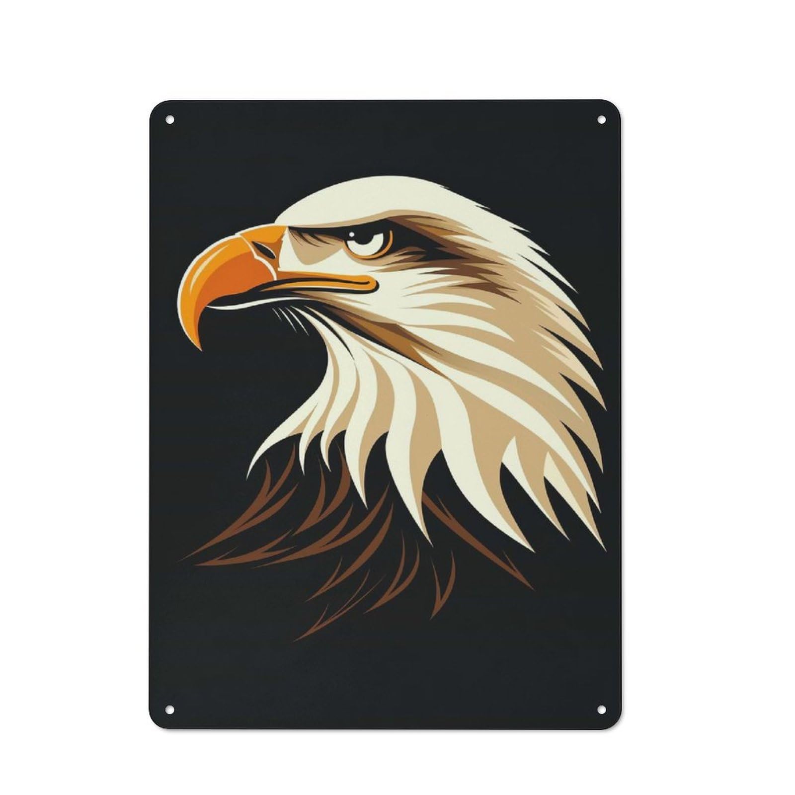 Junmoney Majestic Eagle Vector Portrait With Sharp Gaz E Printed Metal Sign 40X30cm For Studio Or Craft Room, A New Home Present For Creative-Space Collectors