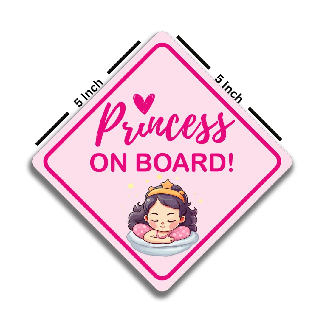 Baby on Board - Adhesivo de princesa a bordo para autos, adorable bebé a bordo extraíble, sin imanes, ventosas o daños en la pintura, bebé a bordo (paquete de 2)