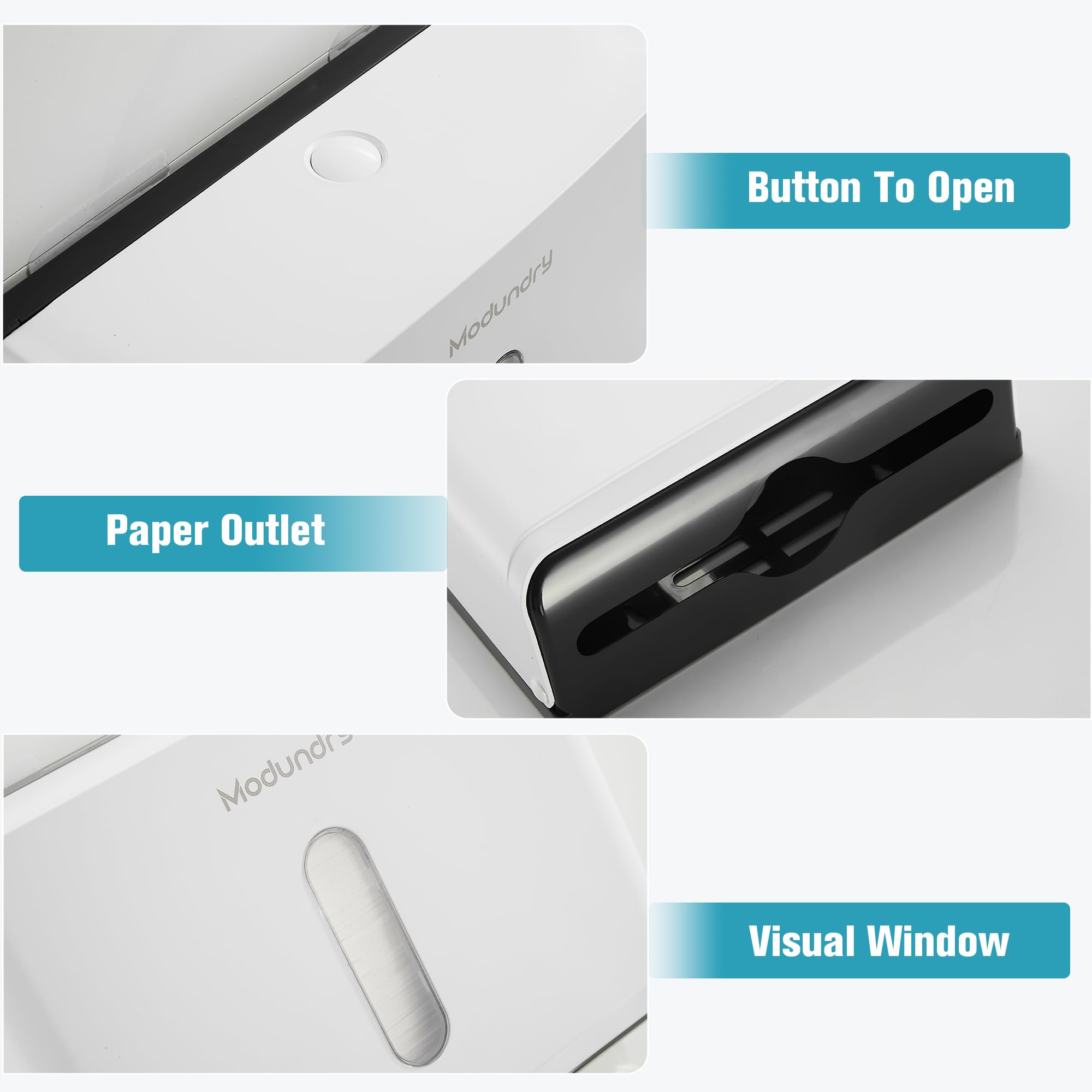 Dispenser Carta Asciugamani a Parete, Dispenser Salviette Bagno da Muro, Commerciale Bagno Cucina,Può Contenere Fino A 200 Fogli, Bianco