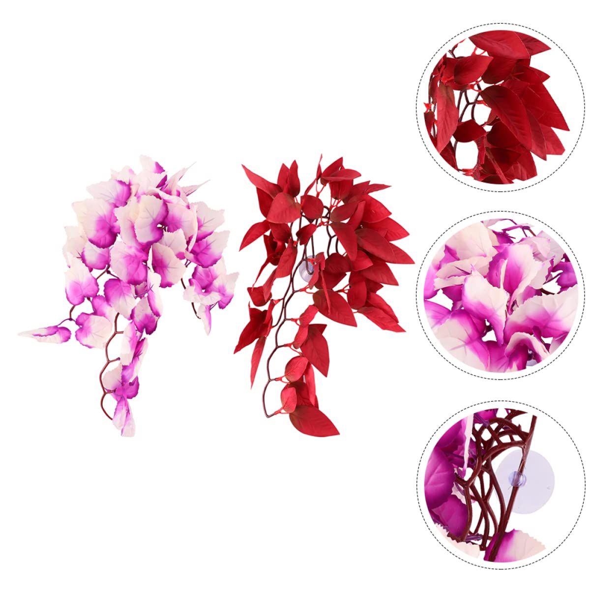 Kisangel 3 Ensembles Aménagement Paysager pour Animaux De Compagnie Rotin Reptile Tortue Accessoires Gecko Accessoires Fausse Plante Plante Serpent Cache-Serpent Plantes Décor 2 pièces * 3