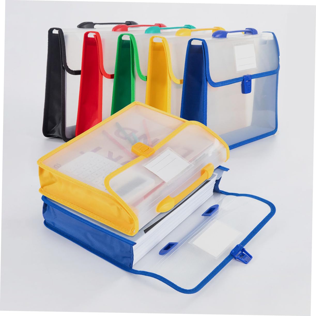Busta Documenti A4 in Pp 5 Pezzi, Capienza Ampia, Portatile | Ufficio e Scuola, Design Verticale Pratico, Resistente per Contratti, Ricevute, Carte