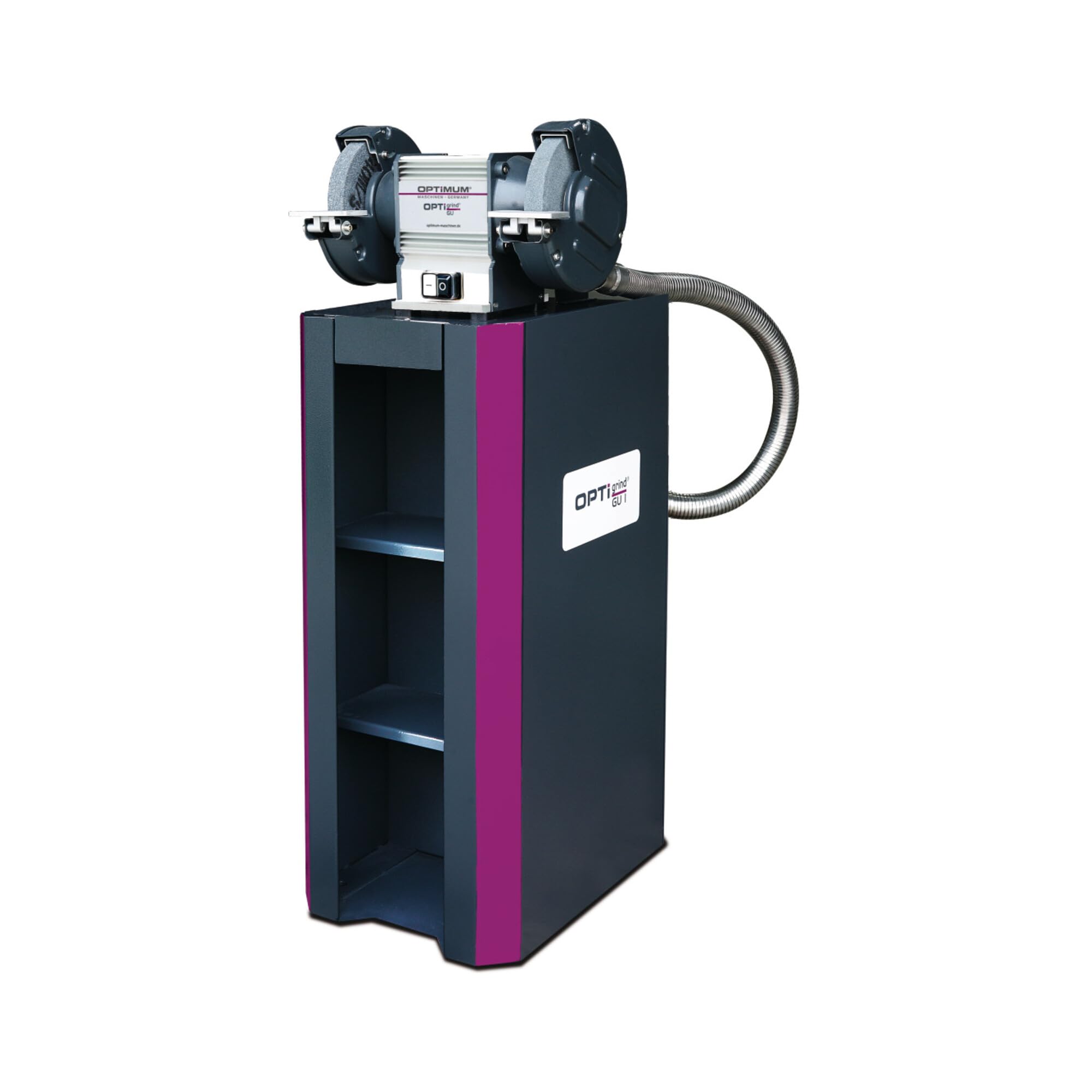 Optimum Doppelschleifmaschine OPTIgrind GU 18 (2 Schleifscheiben fein+grob, Funkenschutz, wartungsfreier Motor, hohe Laufruhe, bruchsicheres Material, Biegemaschine) 3101510