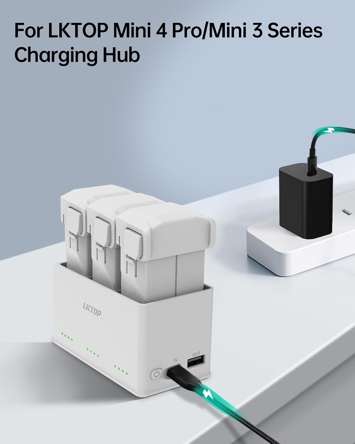 LKTOP 30W Osmo Pocket 3 Charger, USB-C Fast Charger for DJI Neo/Avata/Mini Series Drone, Osmo Pocket Action Series Camera, Mic Mini Charging Case, HOVERAir X1 Drone, Mini 4/3/2/4K Series Charging Hub