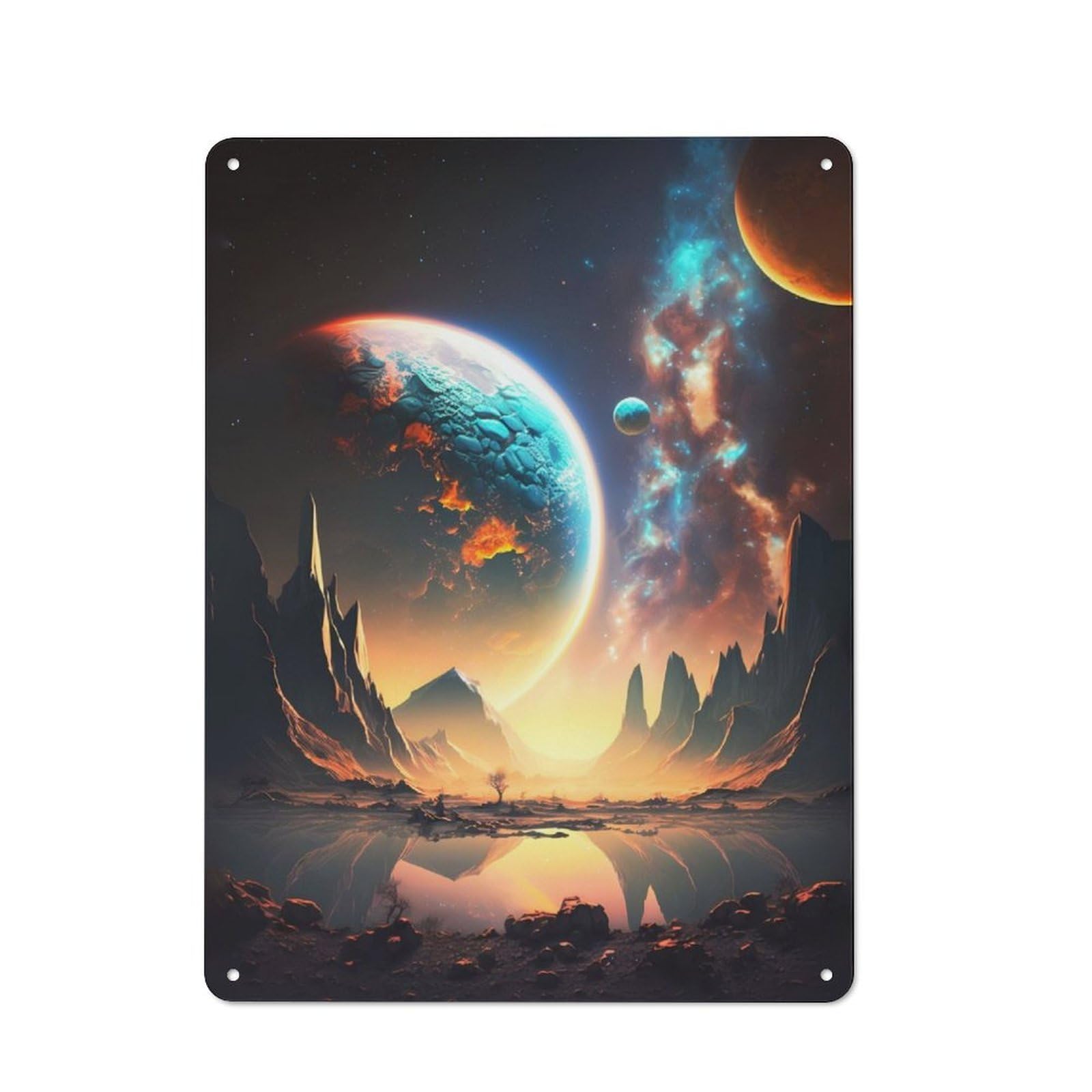 Junmoney Interstellar Mountainscape Retro Metal Plaque 40X30cm Featuring For Home Bar Wall, For Room Styling Across Home Bars And Entertaining Spaces