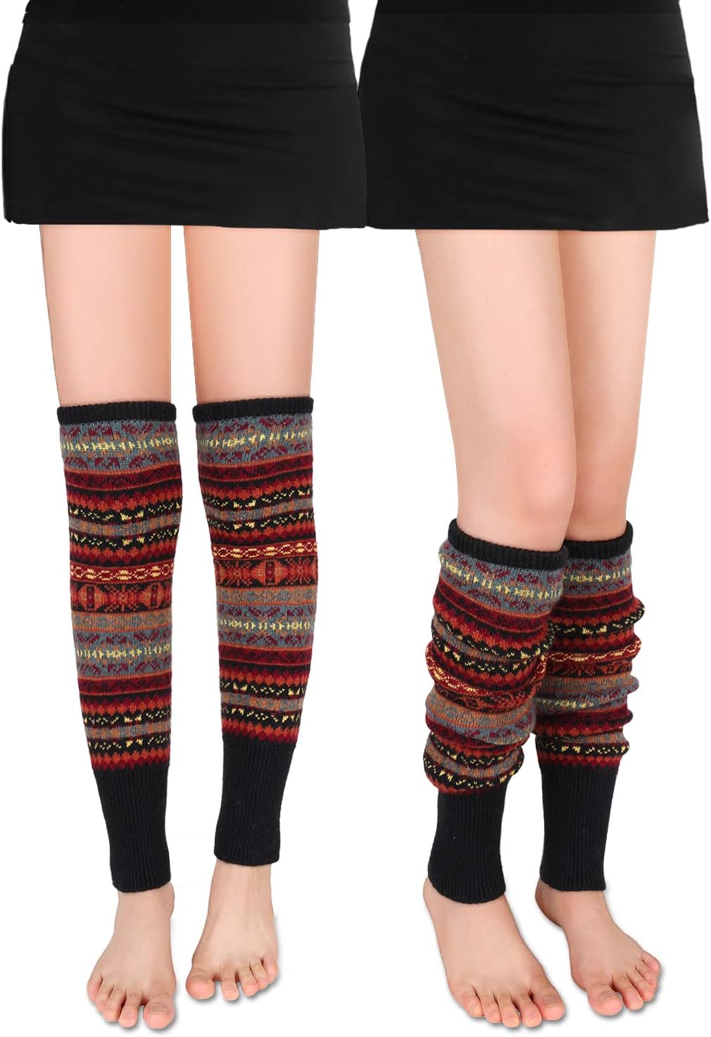 Benefeet Sox Leg Warmers for Women Girls Wool Knit Leg Warmer for Winter Bohemian Patterned Long Leg Warmer - Image 4