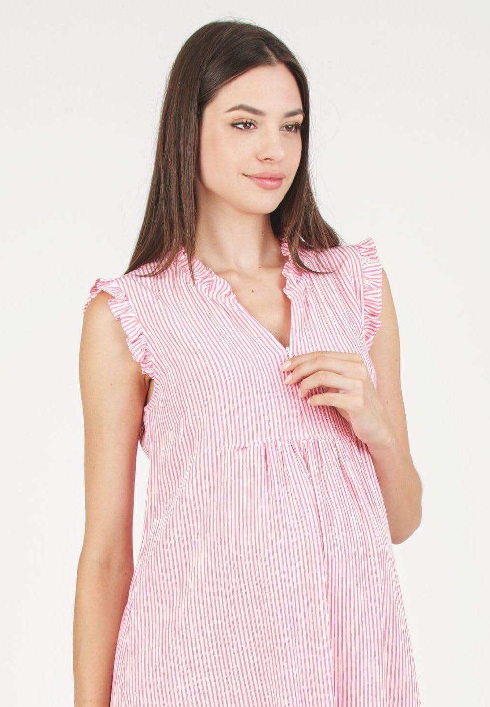 ATTESA maternity Sofia R-Maternity & Nursing Striped Dress with Ruffles Casual Femme