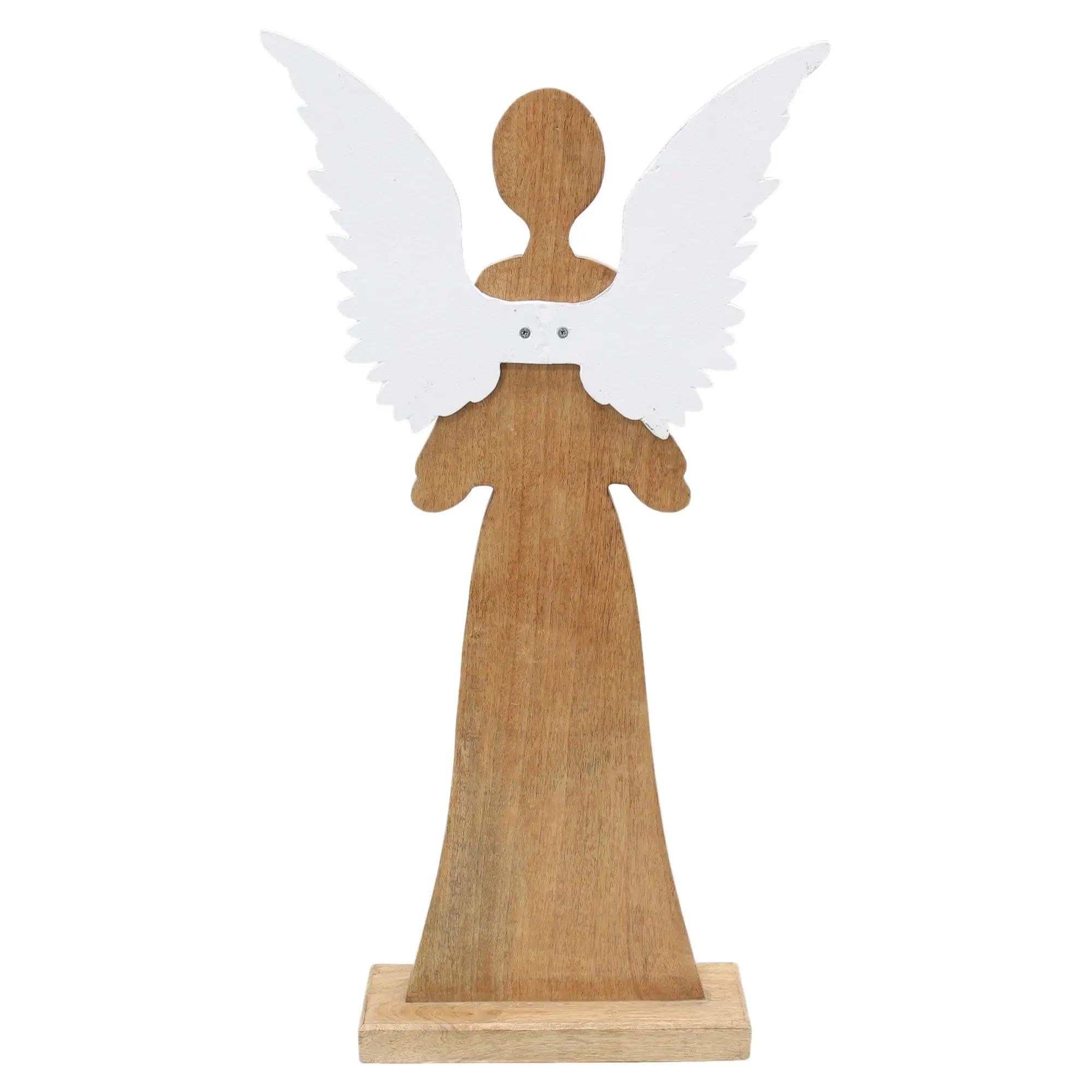 Figur "Schutzengel" 83 cm groß, Engel aus Mango-Holz, Weihnachtsengel