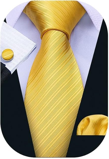 Barry.Wang Men Ties Plain,Solid Colors Handkerchief and Cufflink Necktie Set Formal Wedding Business