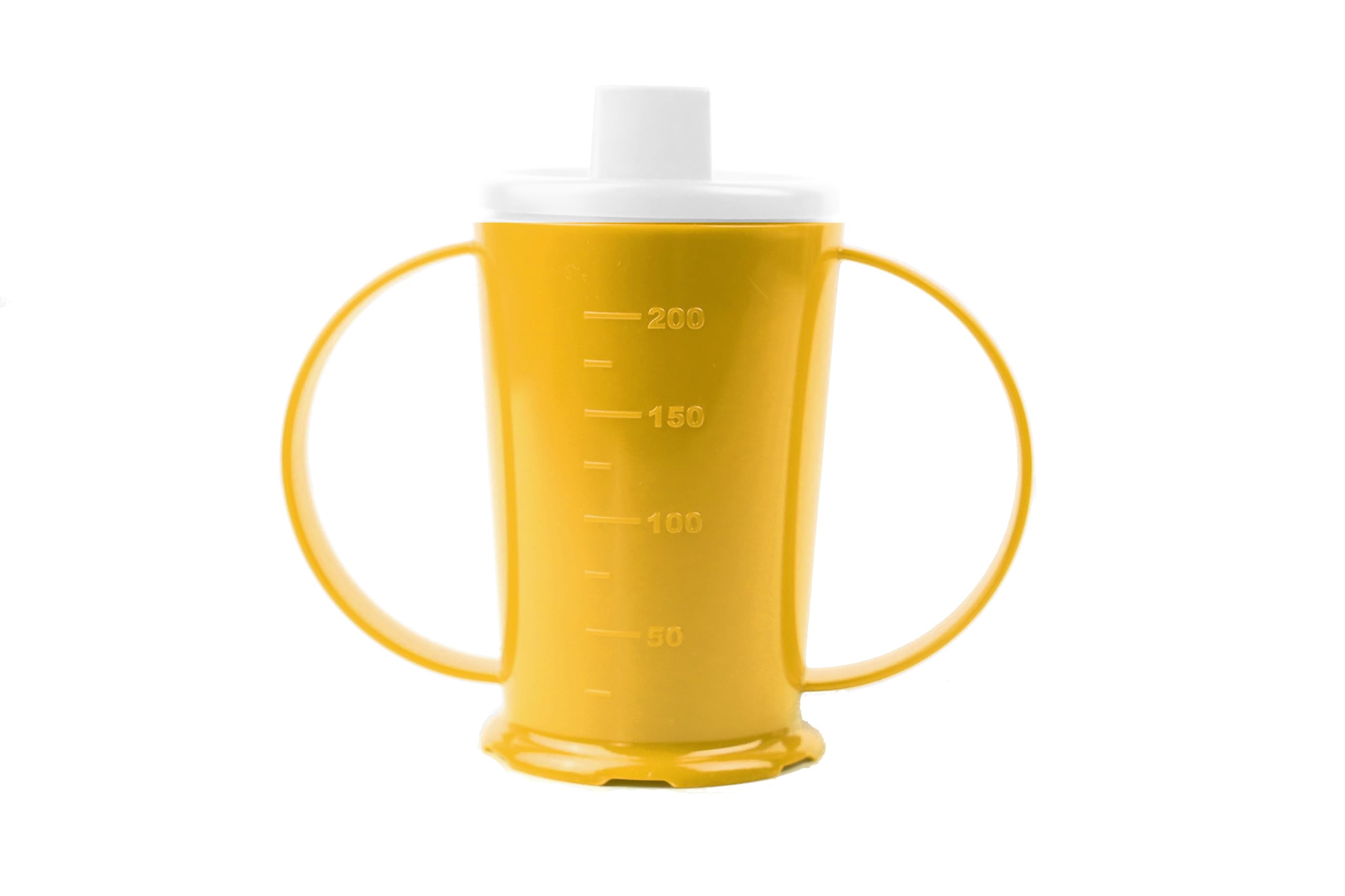 Harfield Yellow 2 Handled Beaker Drinking Cup & Wide Spout Reusable Virtually Unbreakable Polycarbonate Plastic Drinking Aid