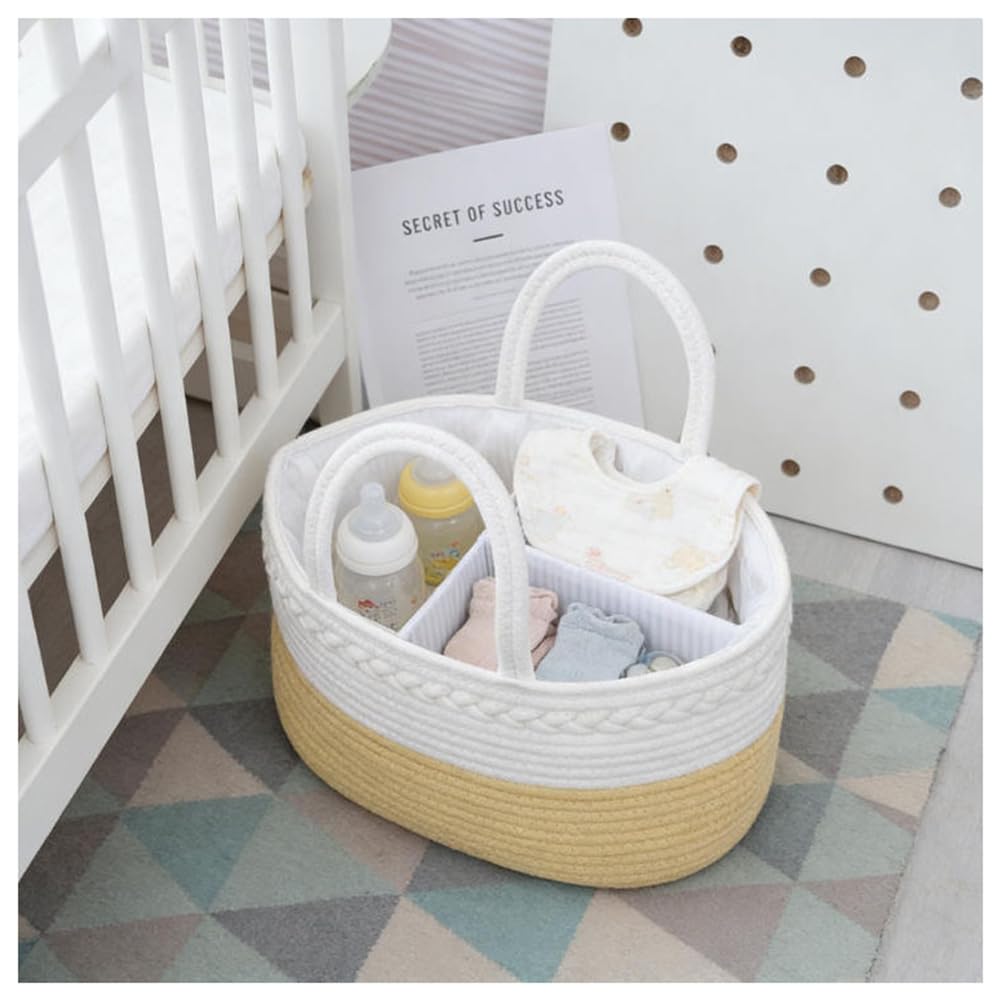 Baby Windel Caddy Organizer Baumwollseil Gewebte Aufbewahrungskorb Baby-Wickeltasche Wickeltisch-Organizer Multifunktionale Aufbewahrungsbox für Windeln Babyutensilien Geschenk 1#