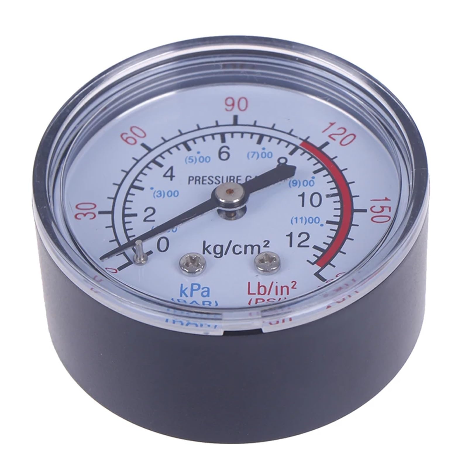 Manometro, Manometro for Pressione Aria Doppia Scala 0-180 PSI 0-12 Bar 40 mm 1/4 di Pollice BSP Filettatura Nero