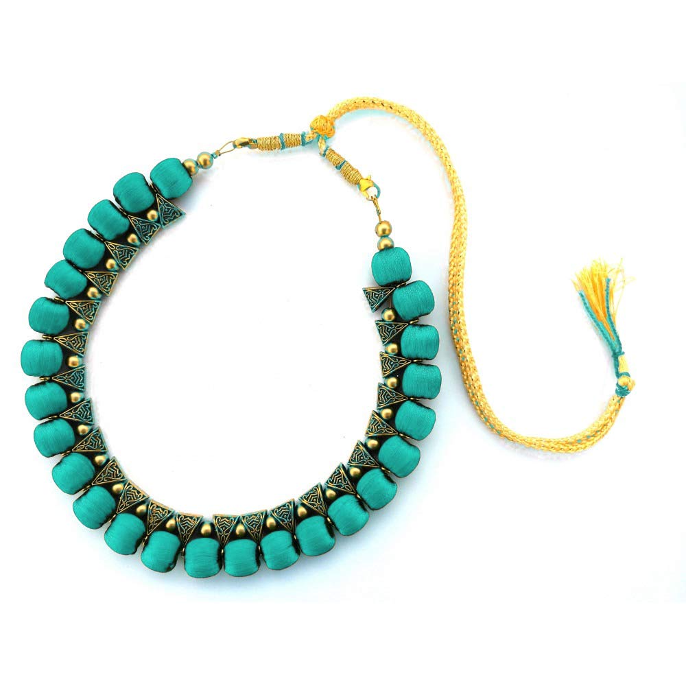 ambal Silkthread Necklace set for Women (Turquoise) (B083SNK1KX) Amazon Price History, Amazon Price Tracker