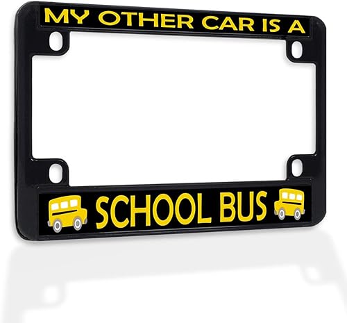 Marco de matrícula de bicicleta con inserto de metal Mi otro coche es un autobús escolar B resistente a la intemperie accesorios de motocicleta