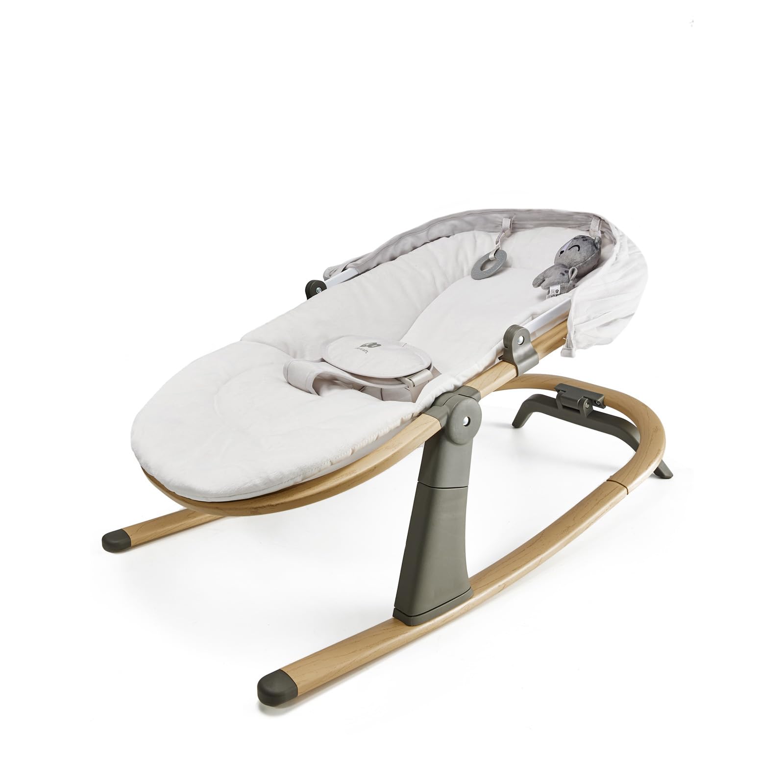 Kinderkraft ELSU Transat Bébé 2en1 evolutif, 0-9kg, Balancelle dès la naissance, Moustiquaire, Avec 2 jouets, Légère et pliable, Harnais de Sécurité, Gris