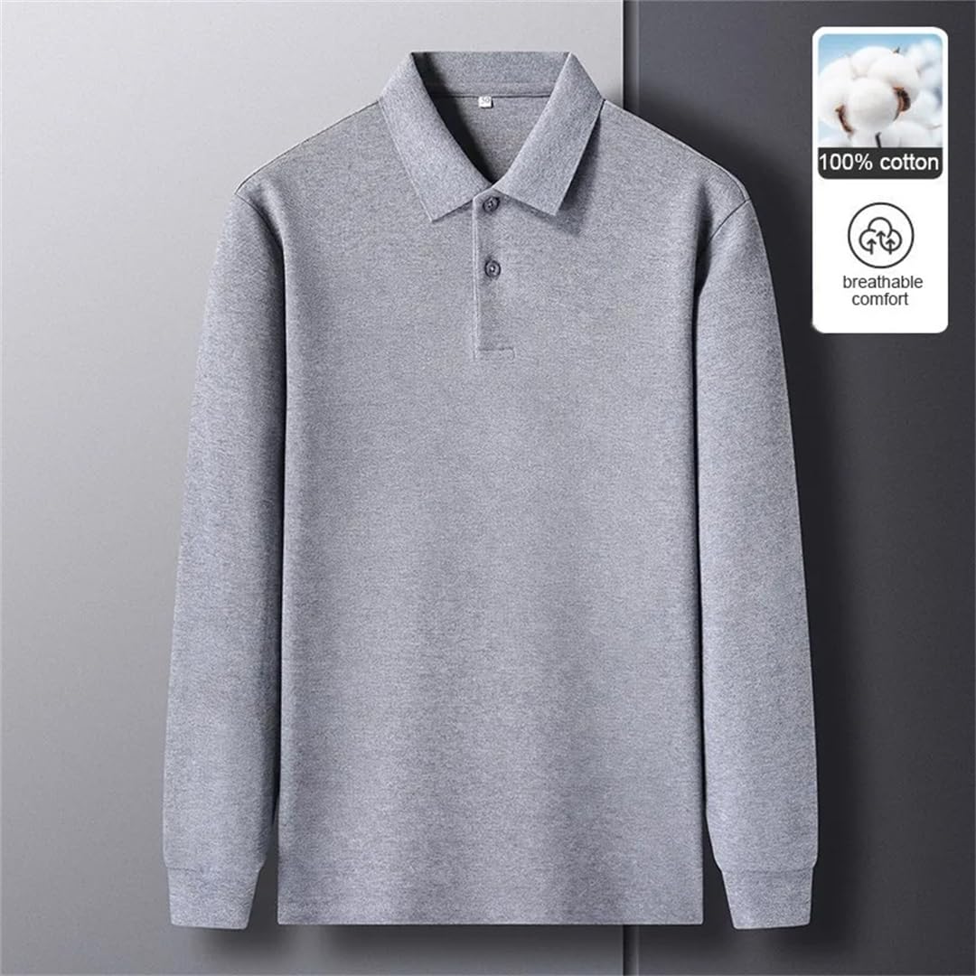 Polo da uomo a maniche lunghe in cotone pullover su misura classica per tutti i giorni
