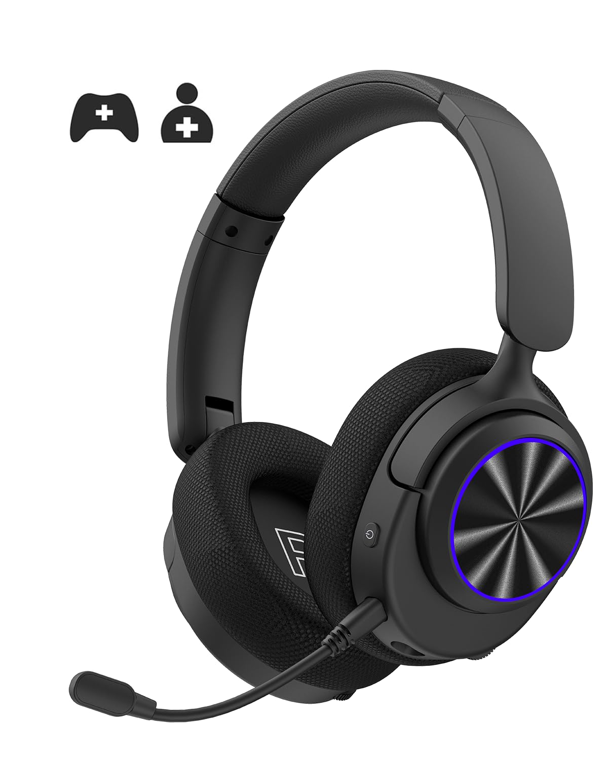 INGA Auriculares inalámbricos para juegos, 2.4 GHz, USB, auriculares inalámbricos para PC, PS4, PS5, Mac con Bluetooth 5.2, batería de 20 horas, auriculares con cable de 3.5 mm
